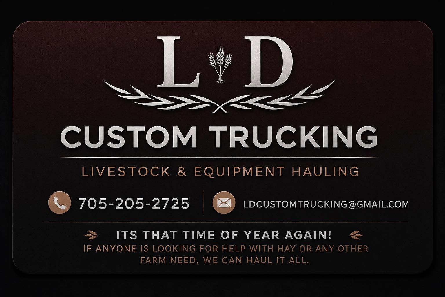 L&D Custom Trucking | Equipment & Livestock Hauling, ON
