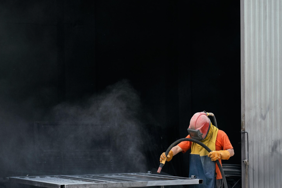 Sandblasting in Virden, Manitoba.