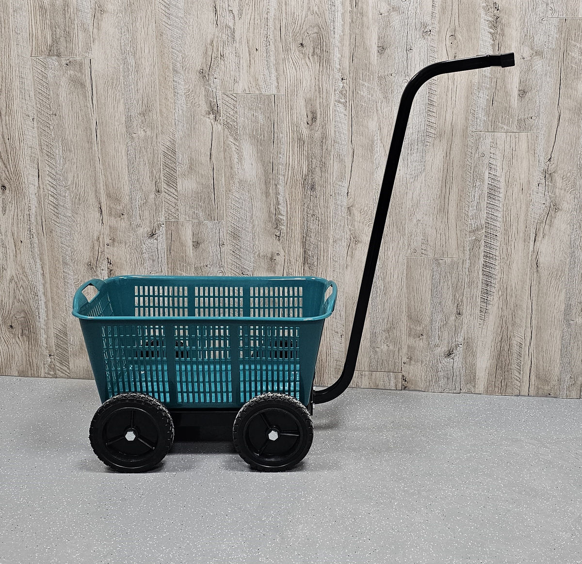 Teal steel garden cart