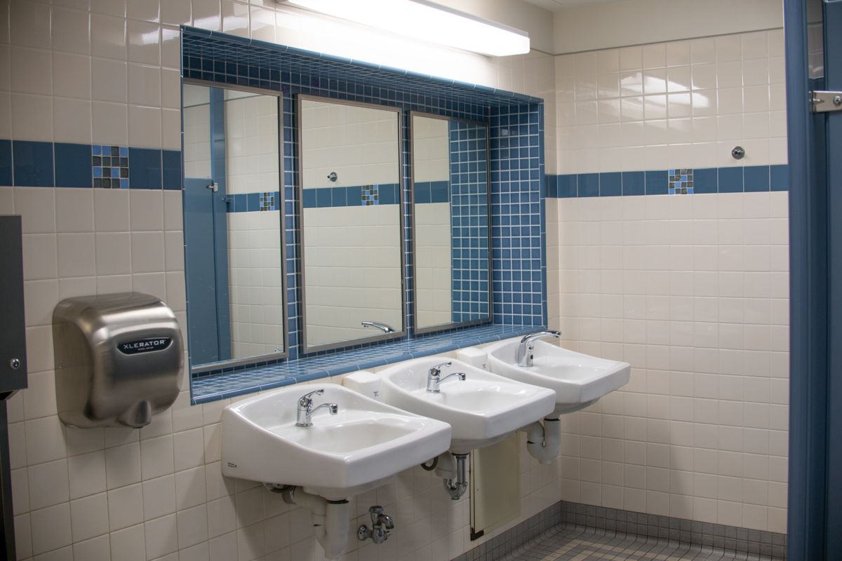 Washroom sinks and plumbing