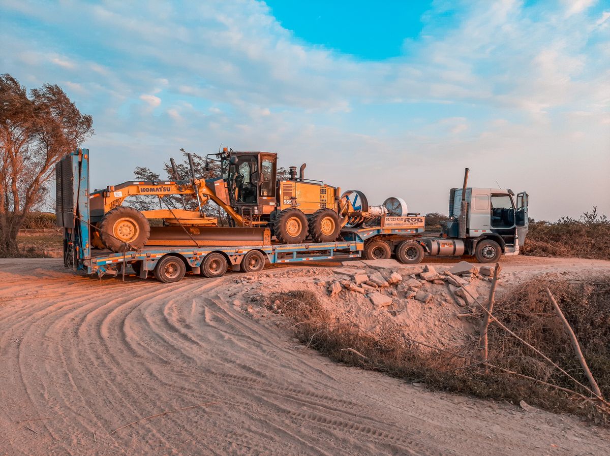 Heavy machinery transported on a truck