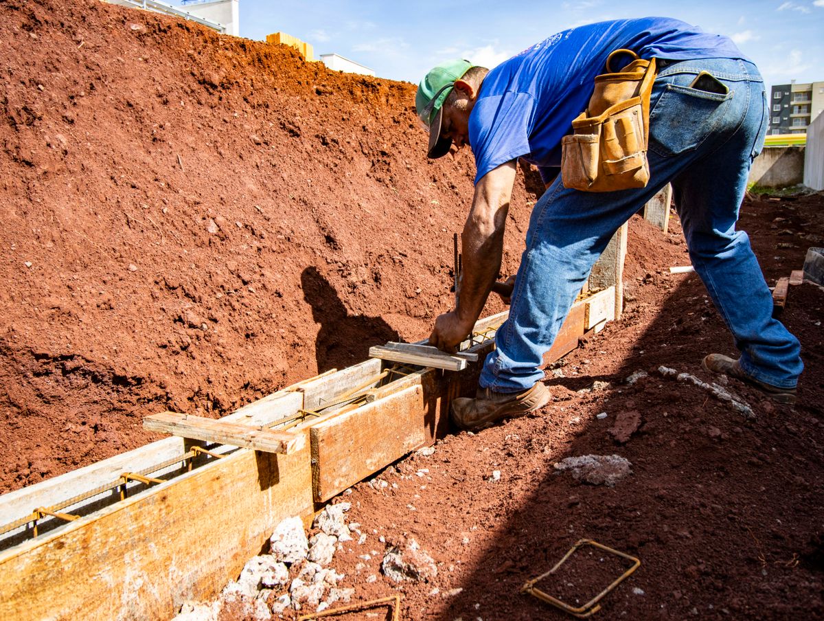 Concrete foundation forming and pouring