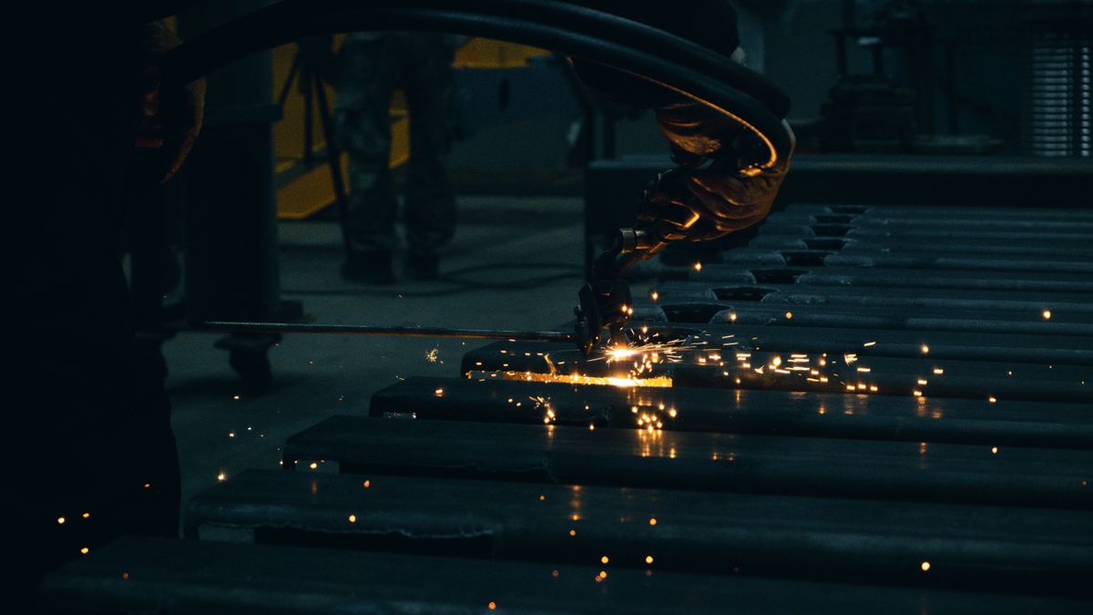 Left Hand Fab industrial welder at work