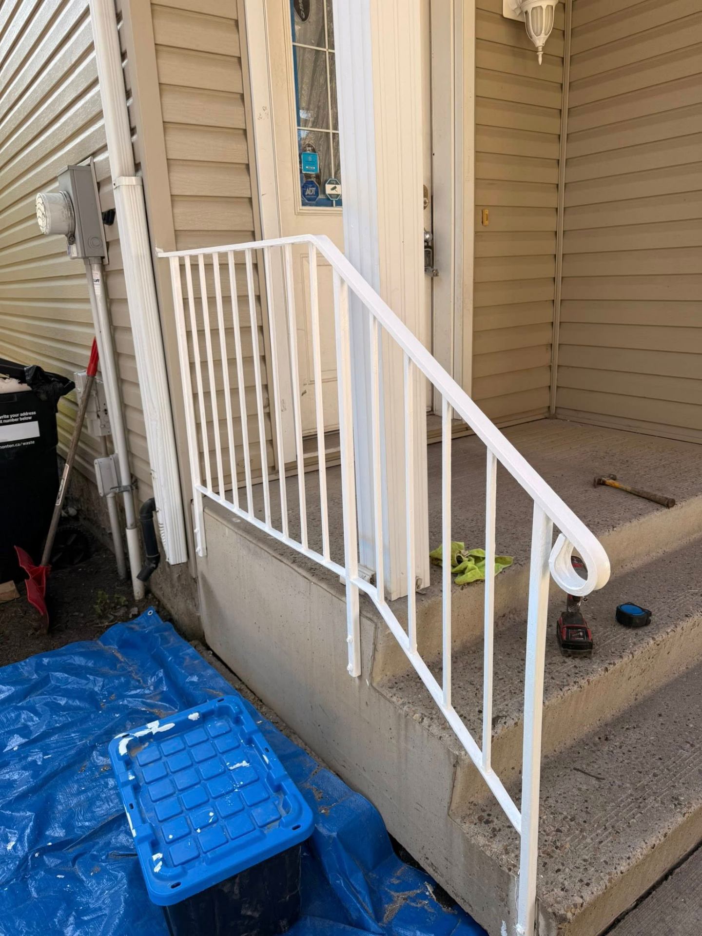 Railing installation in progress