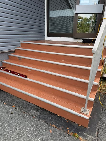 Stairs with a level on the treads