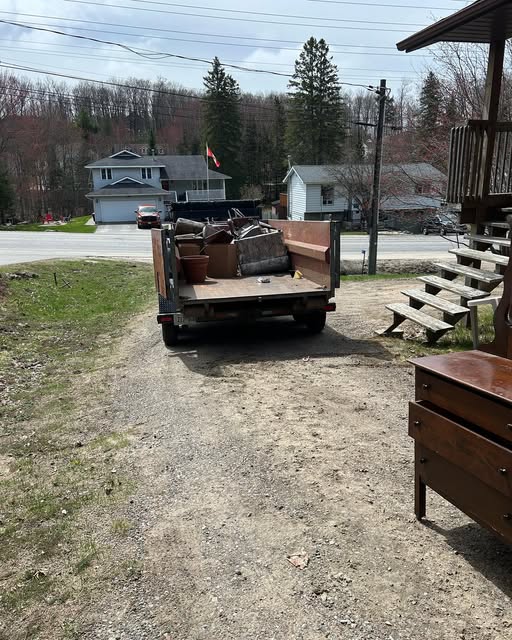Truck with dump trailer and enclosed trailer, Plant Brothers in Utterson Ontario