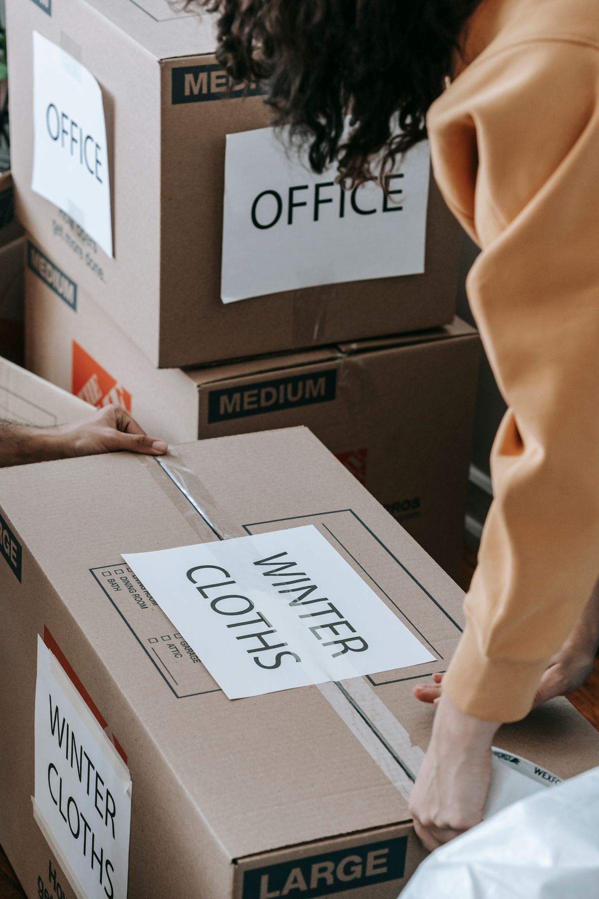 Packed boxes ready for an office or home move